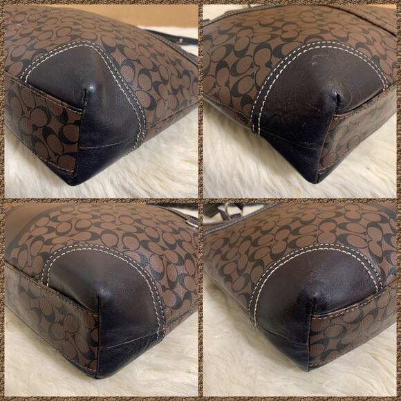 COACH Brown/Black CHELSEA Heritage Stripe Bias Signature N/S PVC Tote F15137 - Picture 14 of 16